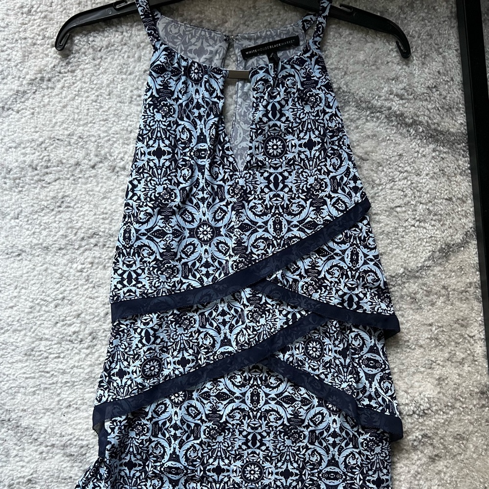 White House Black Market Sleeveless Tiered Lace Blouse